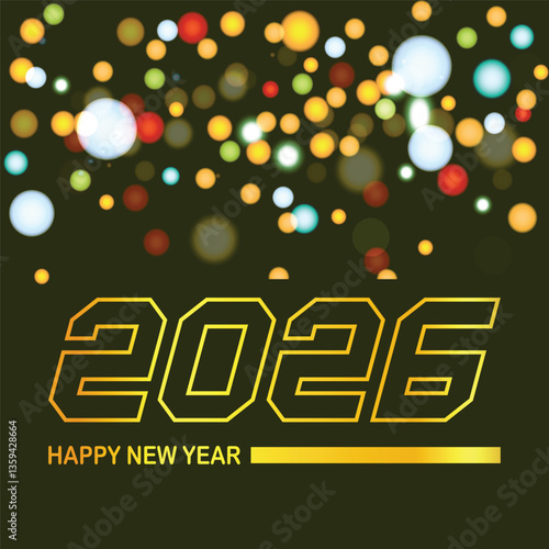 Happy new year 2026 design with colorful truncated number illustrations. Premium vector design 2026