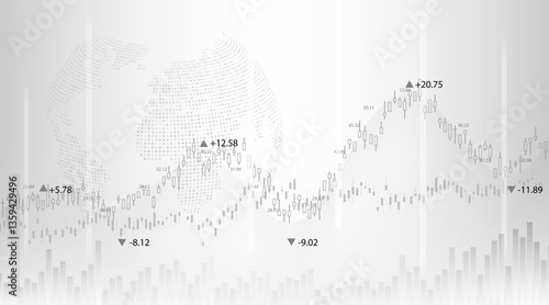 Stock market or forex trading graph and candlestick chart suitable for financial investment concept. Economy trends background for business idea and abstract finance background. Vector illustration.
