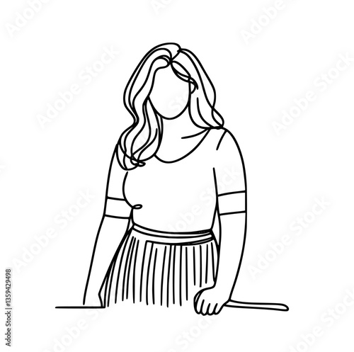 Modern aesthetic artwork of plus-size women in contour lines.