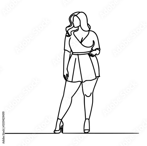 Confident plus-size women drawn in modern doodle style.