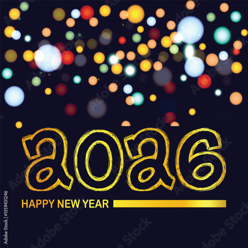 Happy new year 2026 design with colorful truncated number illustrations. Premium vector design 2026
