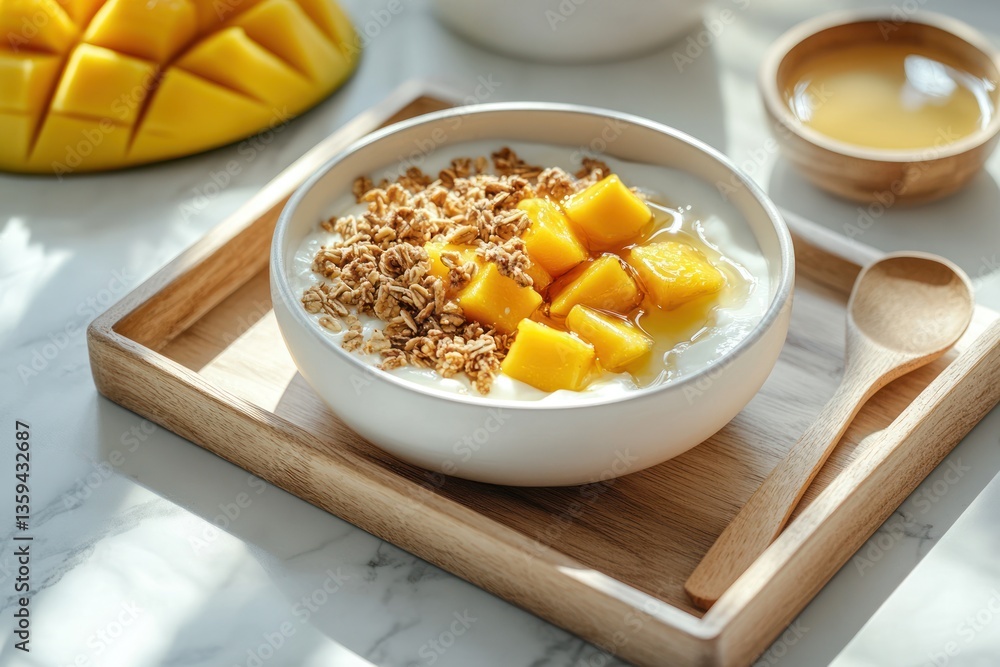 Yogurt parfait with mango and granola Yogurt parfait with mango and granola
