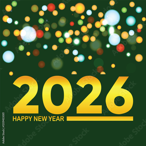 Happy new year 2026 design with colorful truncated number illustrations. Premium vector design 2026