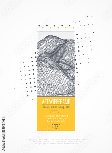 Wireframe design for posters. Page layout. ART background. Scientific cover template for presentations.