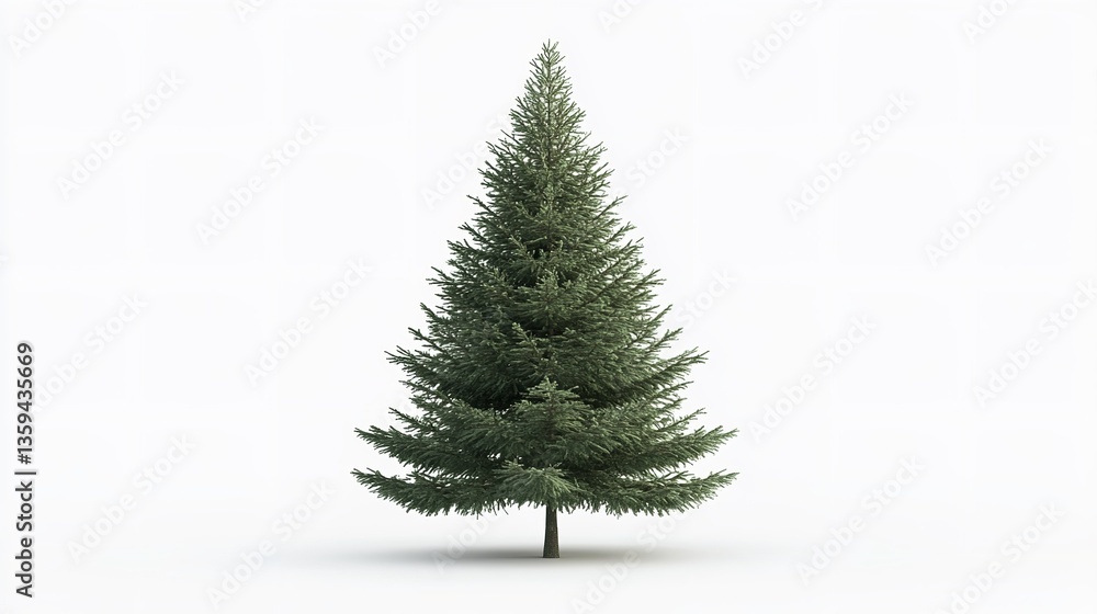 Fototapeta premium Isolated Evergreen Christmas Tree on White Background