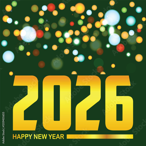 Happy new year 2026 design with colorful truncated number illustrations. Premium vector design 2026
