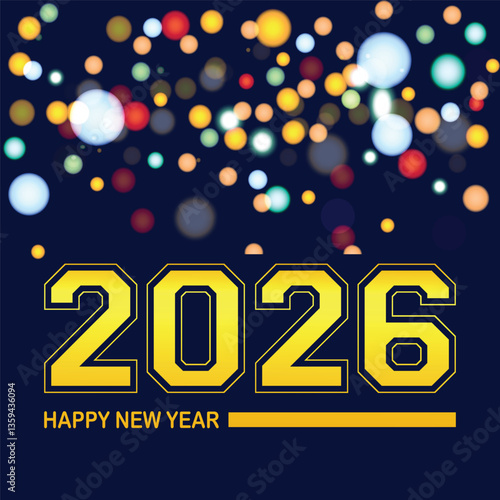Happy new year 2026 design with colorful truncated number illustrations. Premium vector design 2026