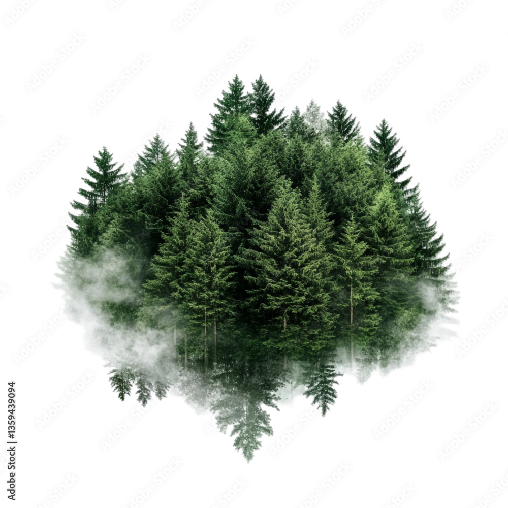 Fototapeta premium Evergreen Forest in Clouds Abstract Art Nature Scene,