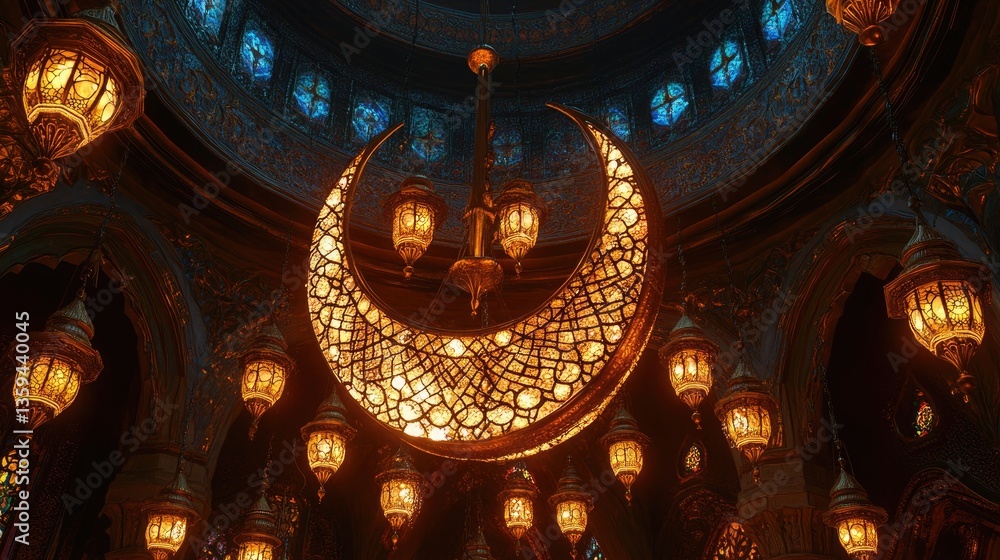 Fototapeta premium An intricate chandelier adorned with crescent moon patterns