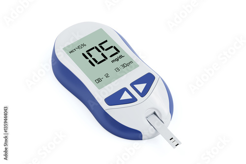 Diabetic Kit Concept. Blood Glucose Meter Monitoring System. 3d Rendering