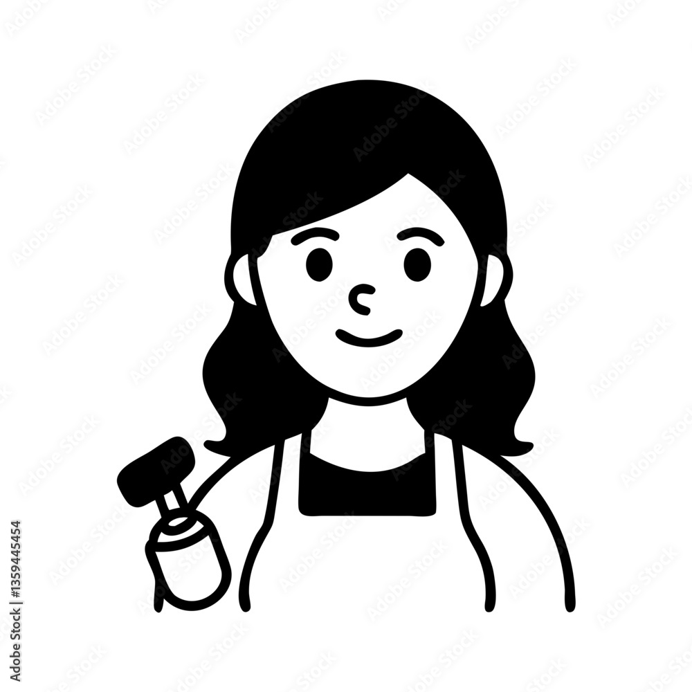 Female hairdresser hand drawn illustration Female hairdresser hand drawn illustration