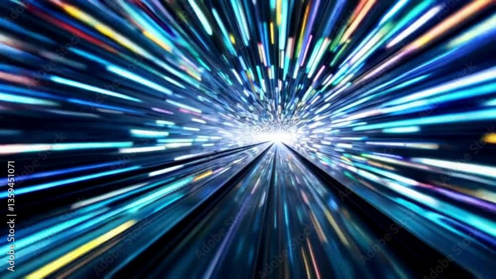 A high speed kaleidoscopic tunnel of shifting lights