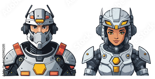 Mecha warrior sketch. vector eps