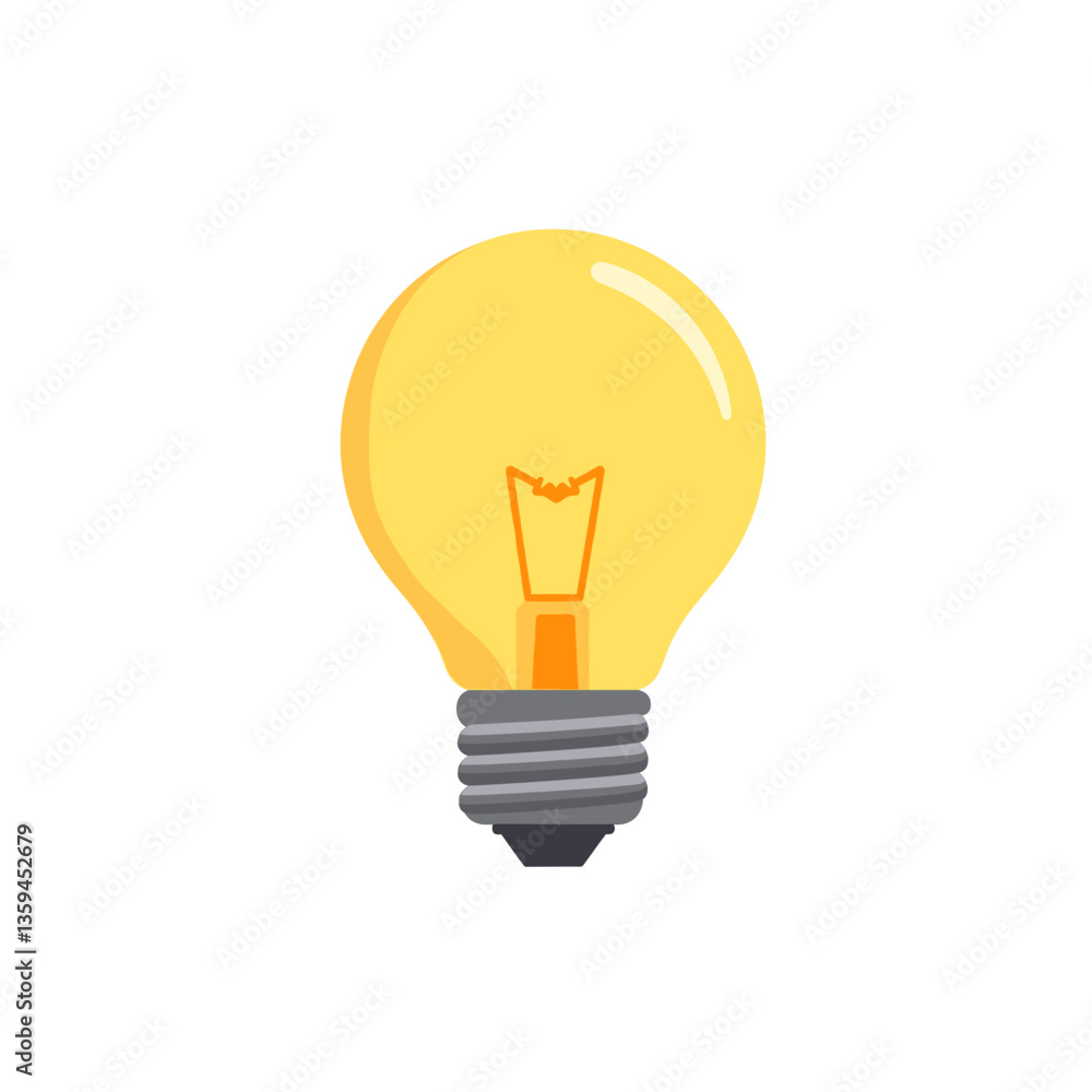 Bright light bulb illustration on white background, creativity concept