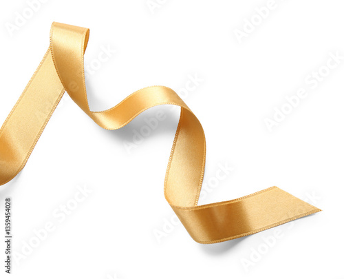 Golden satin ribbon isolate...