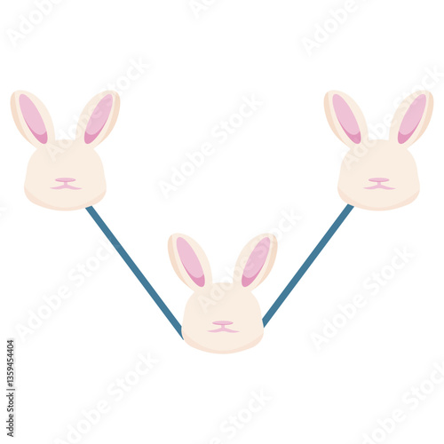 colored icon of Easter bunnies connected by lines, signifying a network of communication between users