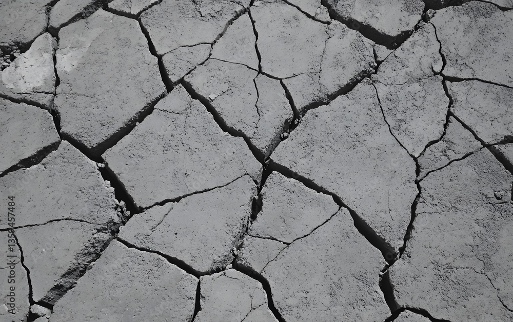 Obraz premium Cracked Dry Earth Texture Background Grey Monochrome