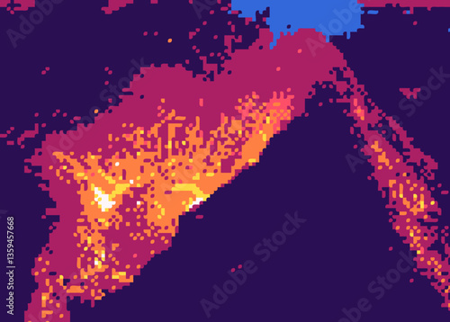 Volcano erruption pixel art
