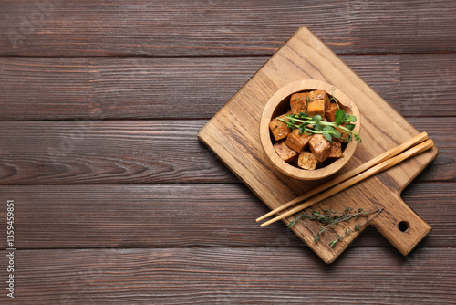 Bowl with pieces of fried t...