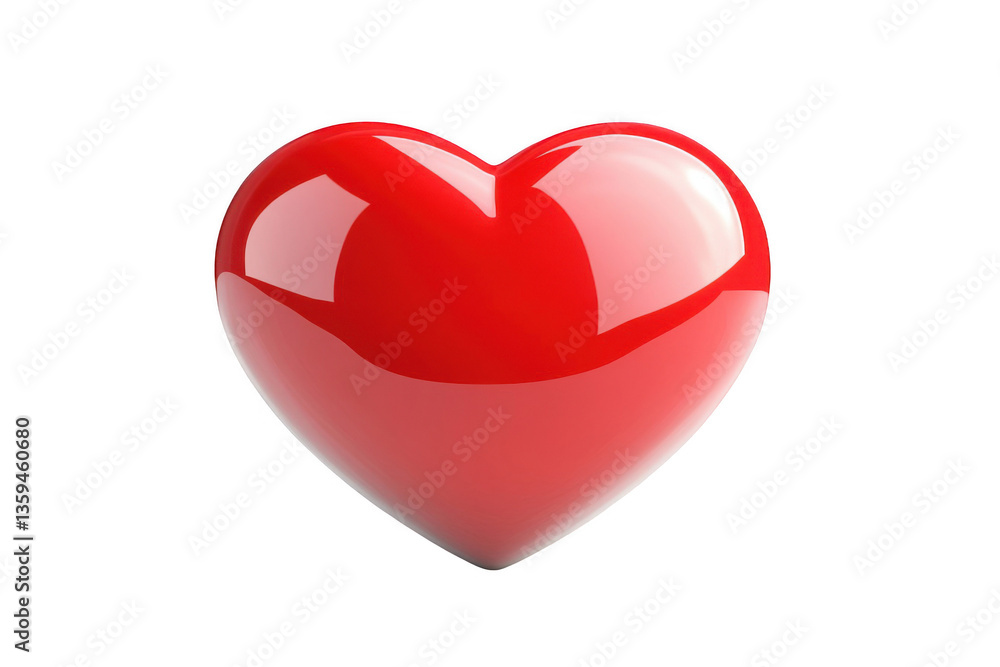 Fototapeta premium 3D red heart icon with empty space for text, isolated on a white background