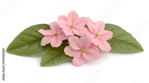 Pink Artificial Flowers with Green Leaves Bouquet