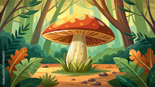 Boletus edulis edible mushroom in the forest