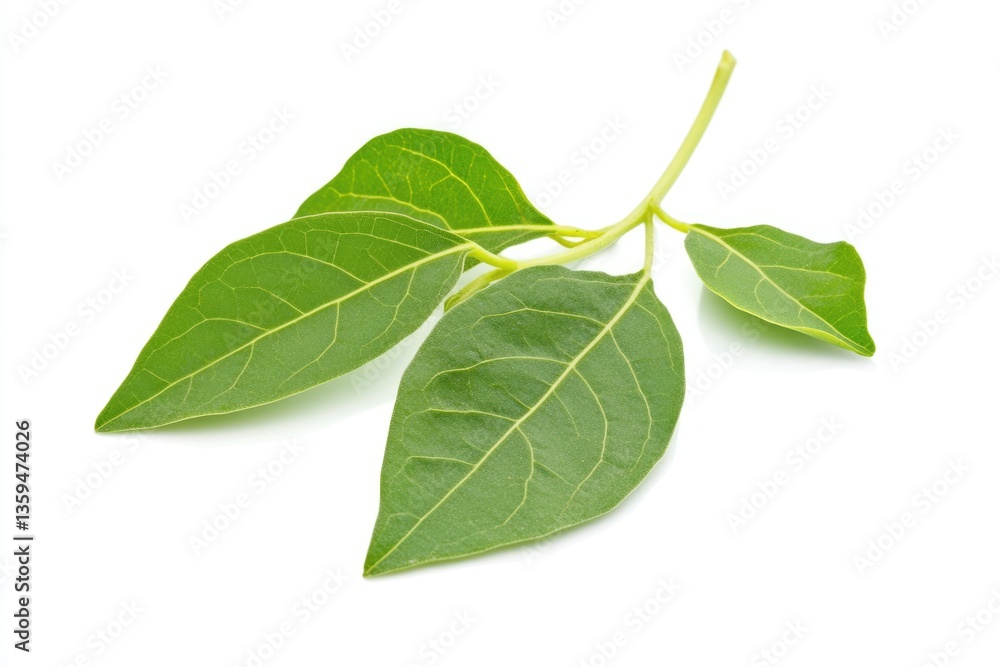Obraz premium Gymnema Sylvestre Leaves - Green Leaf Growth in White Background (Periploca of the Woods)
