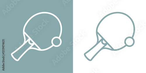 Logo lineal ping pong. Raqueta y pelota de tenis de mesa 
