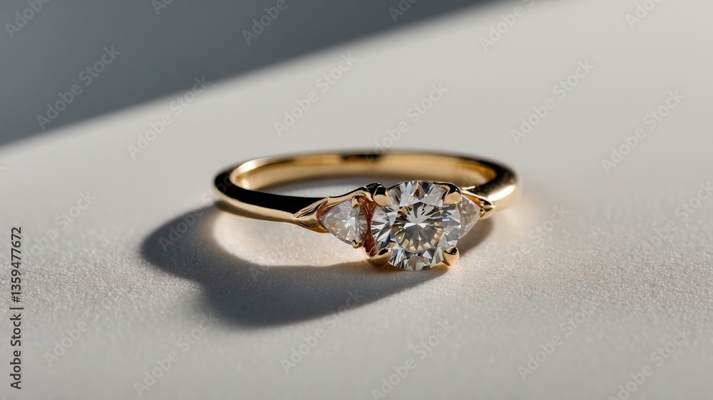 delicately crafted 14-karat gold ring, adorned with a solitary, radiant diamond expertly set on the ring's edge, elevated on a clean, crisp, pure white background that fades to a gentle gradient delicately crafted 14-karat gold ring, adorned with a solitary, radiant diamond expertly set on the ring's edge, elevated on a clean, crisp, pure white background that fades to a gentle gradient