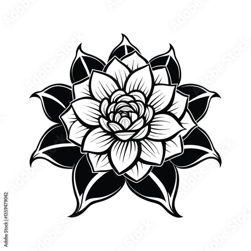 black and white flower