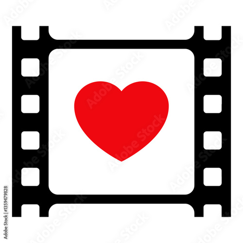 Filmstrip. Marco de tira de película retro. Tira de cinta de película fotográfica. Rollo de tira de película de vídeo con corazón 