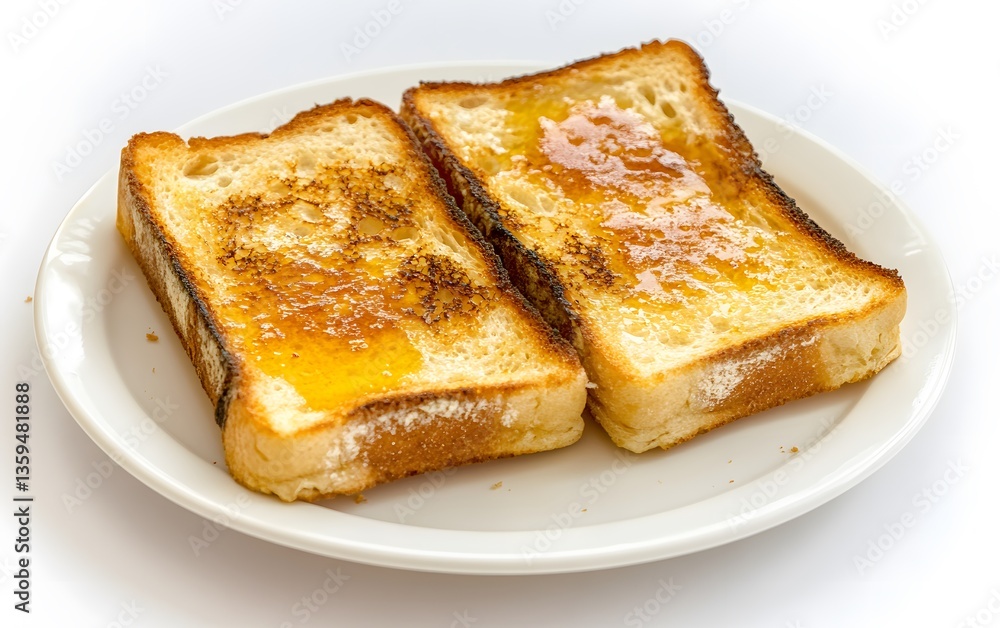 Golden Toasted Bread with Honey Drizzle Breakfast Food Golden Toasted Bread with Honey Drizzle Breakfast Food
