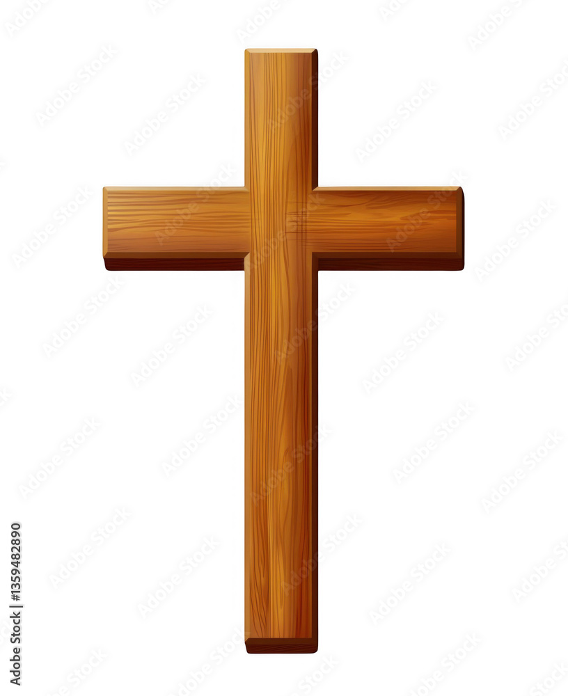 Wooden cross, vector illustration, white background, simple design, png Wooden cross, vector illustration, white background, simple design, png