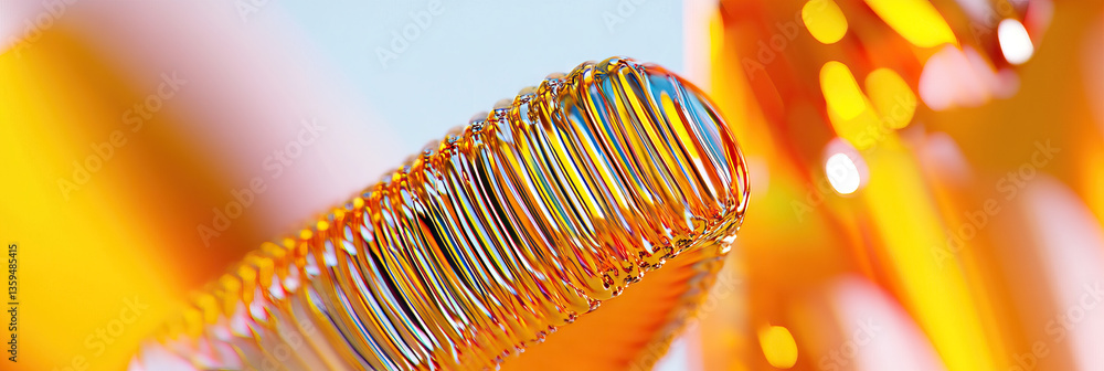 Close-up of Ribbed Translucent Amber Object