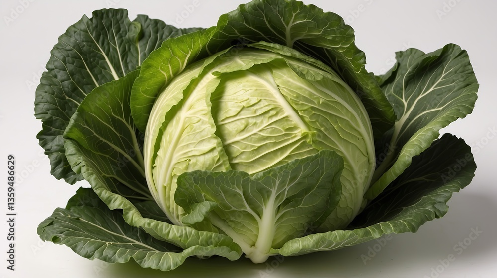 Obraz premium a brunch of green cabbage is displayed on white