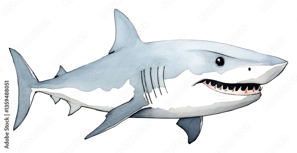 Obraz premium PNG Shark cartoon animal sketch.