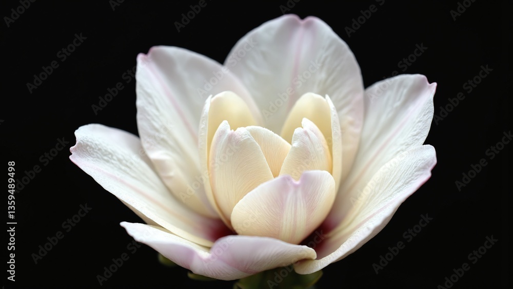 Fototapeta premium Delicate Bloom of a Flower Showcasing Soft Petals and Intricate Textures Against a Dark Background