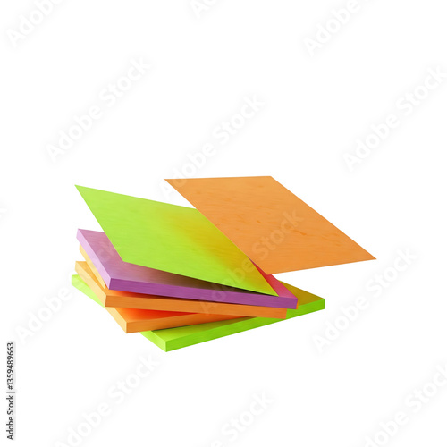 Free Download A floating stack of colorful sticky notes, slightly separated, against a solid white background. - GFXLoad