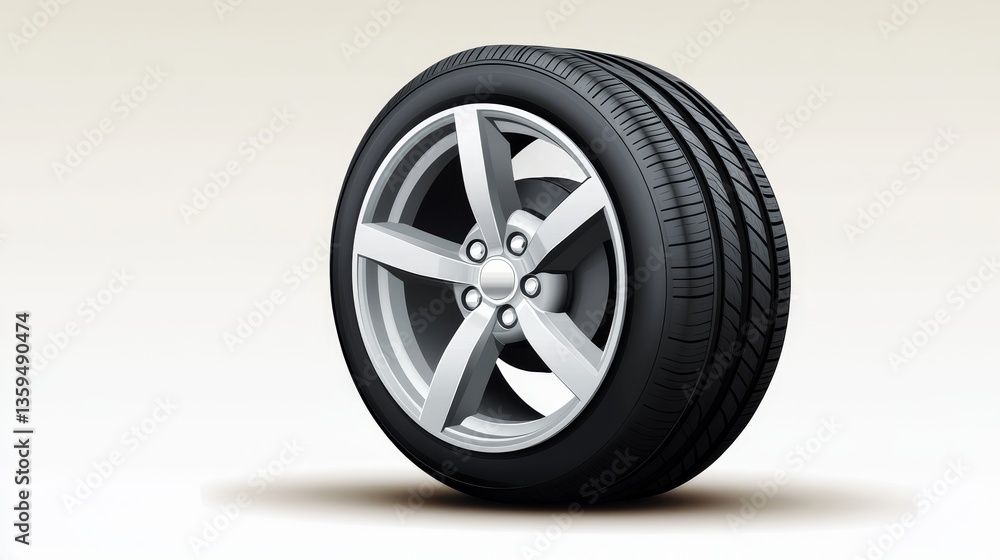 Car tire radial wheel metal alloy on isolated background vector illustration Car tire radial wheel metal alloy on isolated background vector illustration