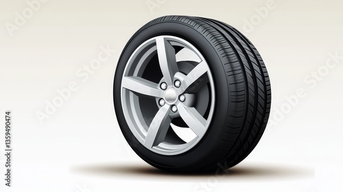 Car tire radial wheel metal alloy on isolated background vector illustration