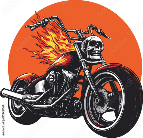 An isolated classic custom chopper bike on a white background, Vector, PNG, T-Shirt Design