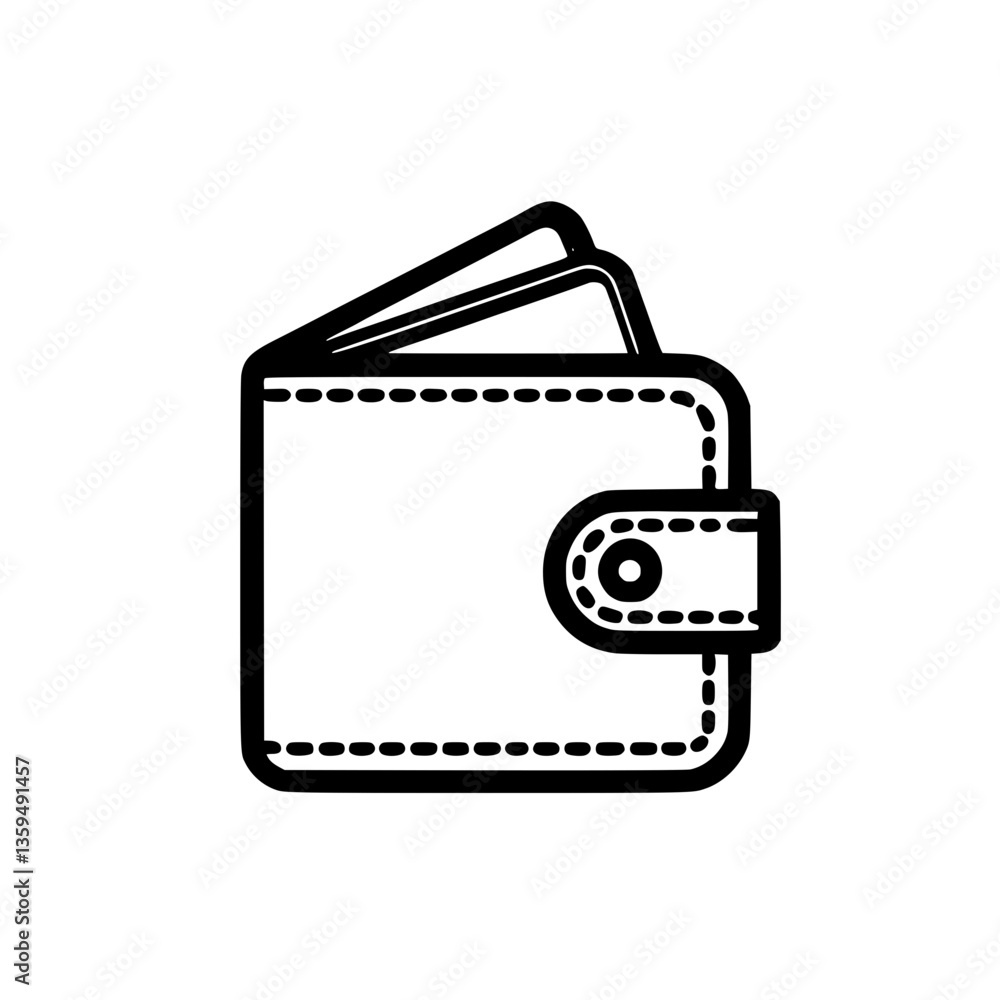 Wallet icon Outline of a rectangular wallet with rounded corners and a buttoned closure Represents money finance payment and daily essentials Wallet icon Outline of a rectangular wallet with rounded corners and a buttoned closure Represents money finance payment and daily essentials
