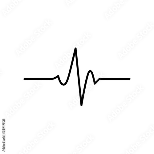 Heartbeat Rhythm: A simple stylized line drawing depicting a heartbeat rhythm on a It's clean minimal and symbolizes life