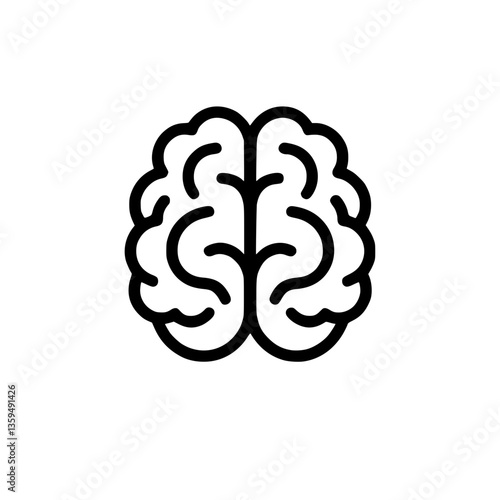 Stylized Brain Graphic Symbol of intelligence learning and creativity Represents human thought memory and knowledge with a simple bold design