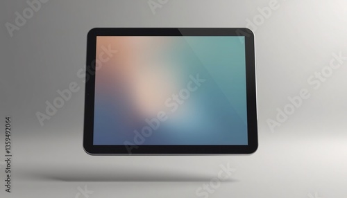 Floating tablet mockup with realistic screen reflections.
