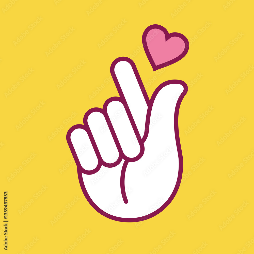 Vector korean heart hand gesture symbol Vector korean heart hand gesture symbol