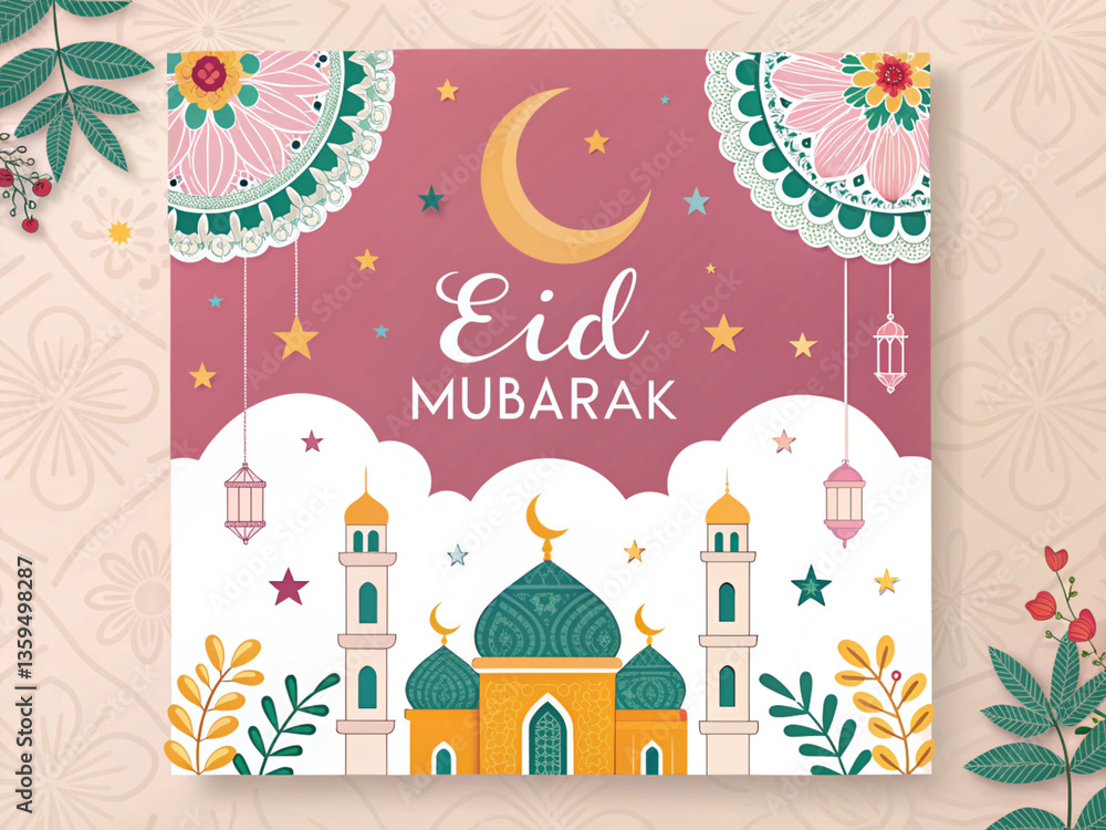 Fototapeta premium Stunning Eid Mubarak Template for Social Media & Ads