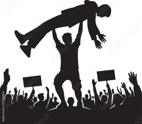 Person lifting protester vector