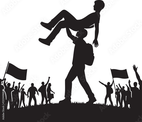 Person lifting protester vector