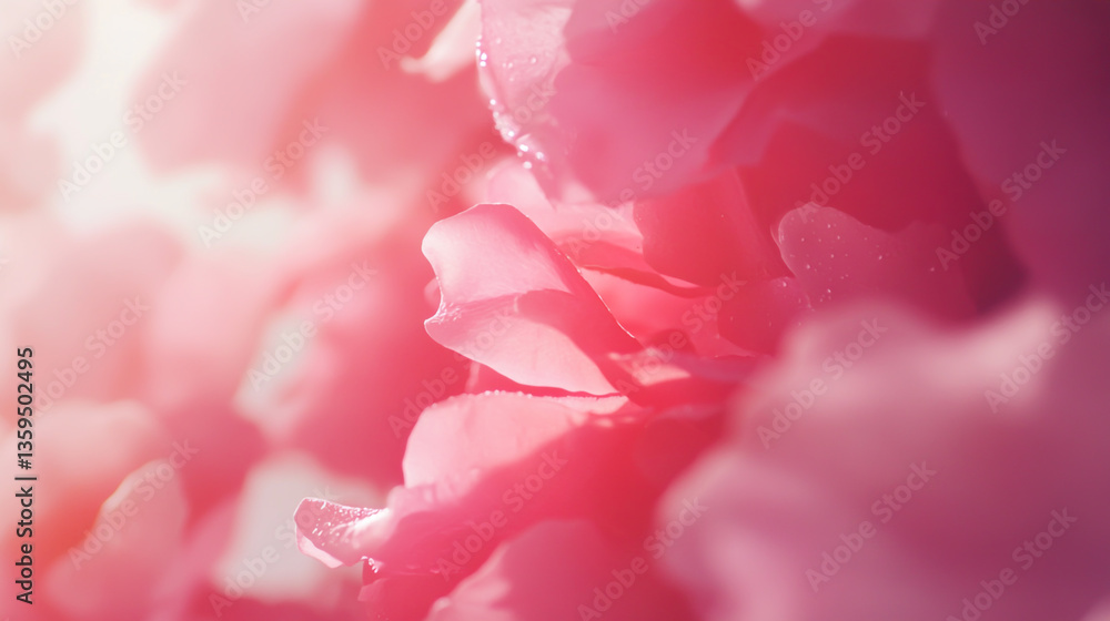 Beautiful pink rose petals on a light background, close-up. Numerous flower petals. Wedding card concept. Valentine's Day. Beautiful pink rose petals on a light background, close-up. Numerous flower petals. Wedding card concept. Valentine's Day.